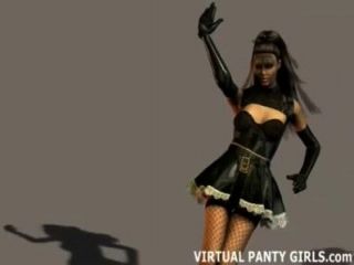 3d Virtual French Maid Teasing In Lingerie