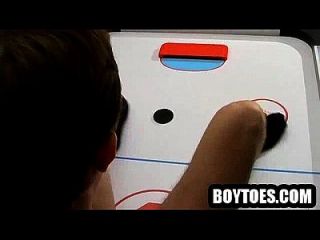 Stud Tugs On His Cock And Plays Air Hockey With His Feet