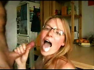Blonde Takes A Huge Load In Her Mouth