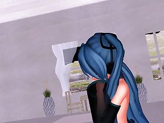Mmd Blue Hair Cutie With Sex Toys In Pussy And Ass Gv00103