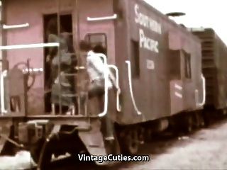 Deep Blowjob And Hot Fuck In The Train (1960s Vintage)