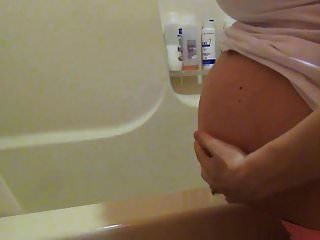 Pregnant Belly Massage In The Shower
