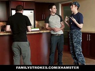 Familystrokes - Redhead Military Wife Gets Rammed By Stepson